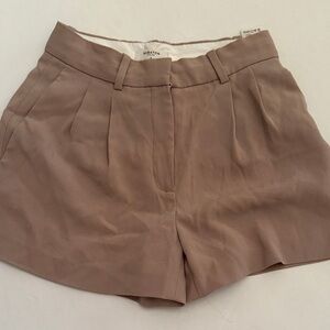 Babaton Taupe High-Rise Pleated Shorts